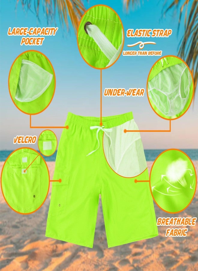 Srnede Mens Swim Trunks Swimming Trunks Swim Shorts Quick Dry 11 Inch with Mesh Lining Funny Swimwear Bathing Suits Neon Green - Image 3